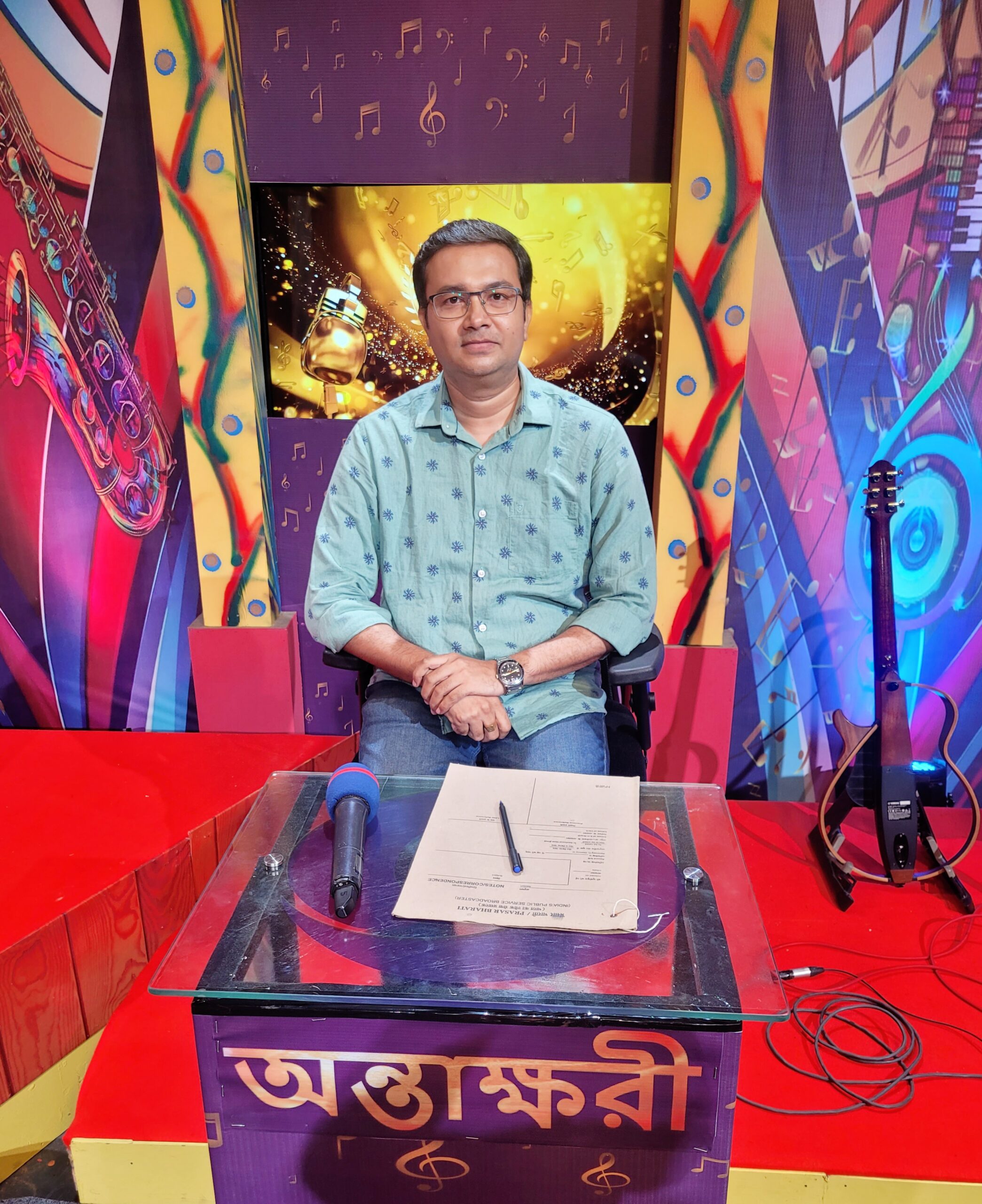 Bibhabendu as a judge in music competition in Kolkata Doordarshan