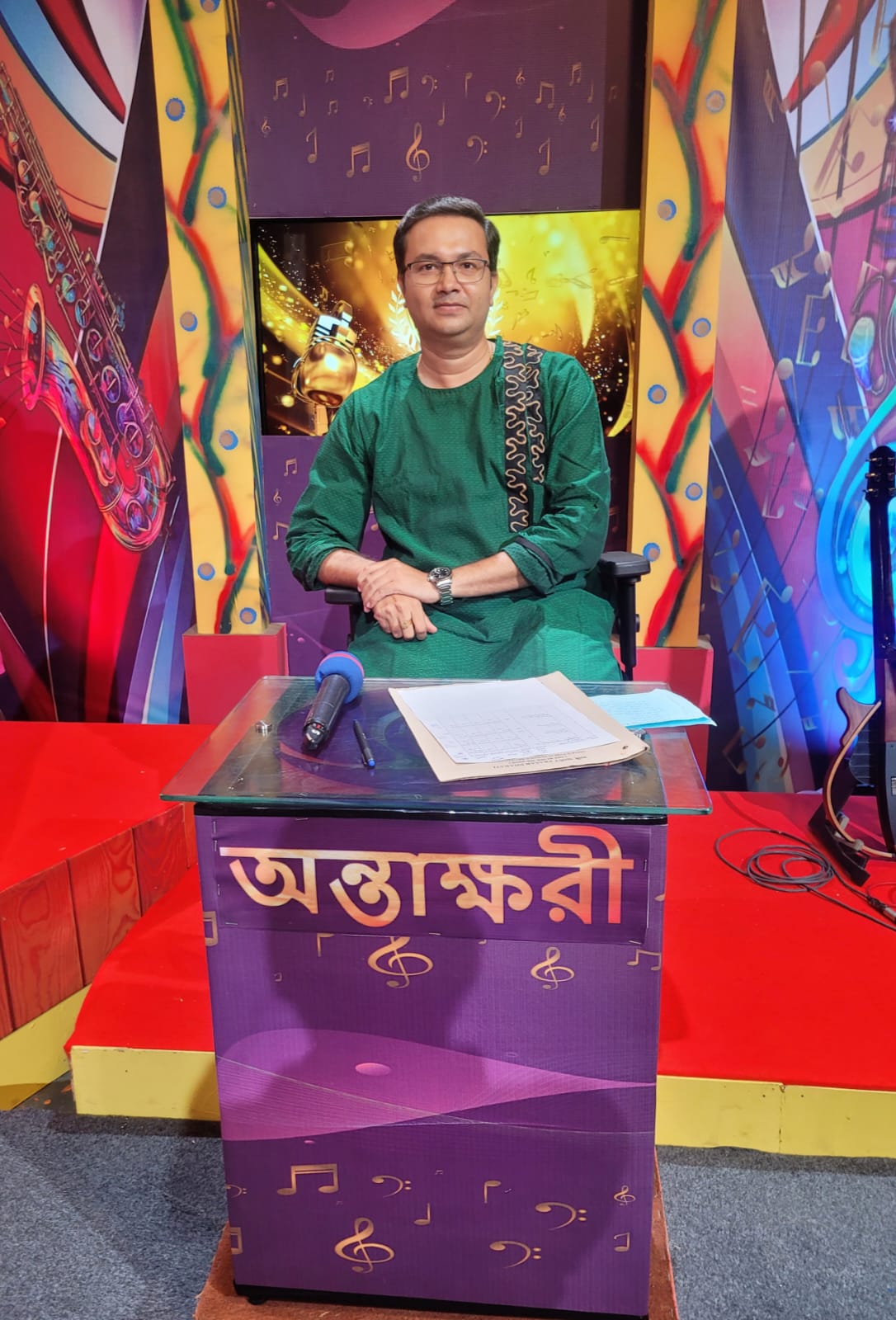 Bibhabendu as a judge in music competition in Kolkata Doordarshan